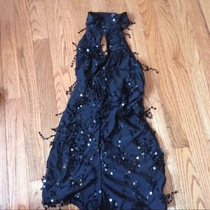 Black Sequin Fringe Dance Costume